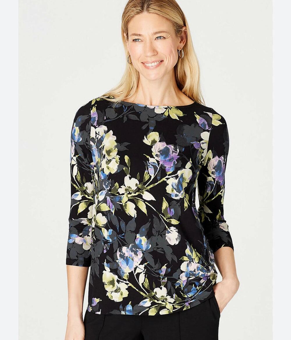 J. Jill Wearever Collection Easy Top Womens XL Allium Moonlit Garden Floral